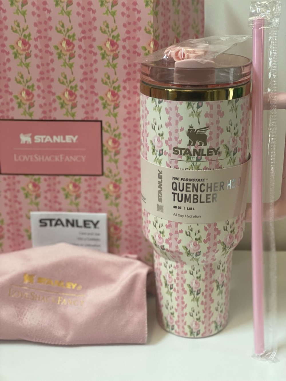 LoveShackFancy x Stanley Pink Floral Insulated Tumbler